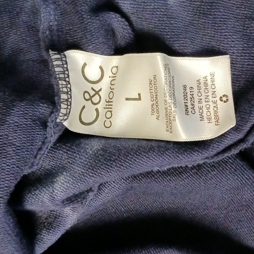 C&C California Tie Dye Blue White Sweatshirt Size L - Picture 13 of 15